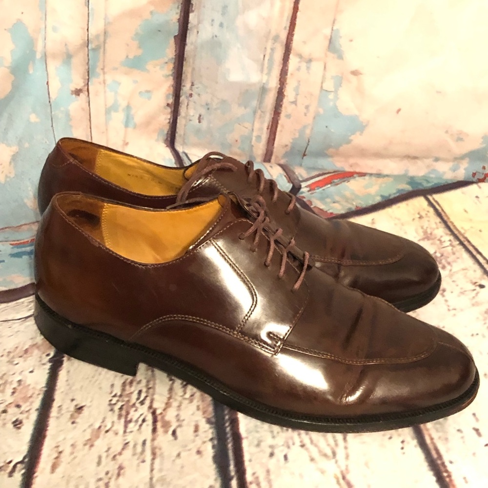 Cole Haan Brown Oxford Shoes Men's Size 10 D Soletech Dress Shoes Patent Leather